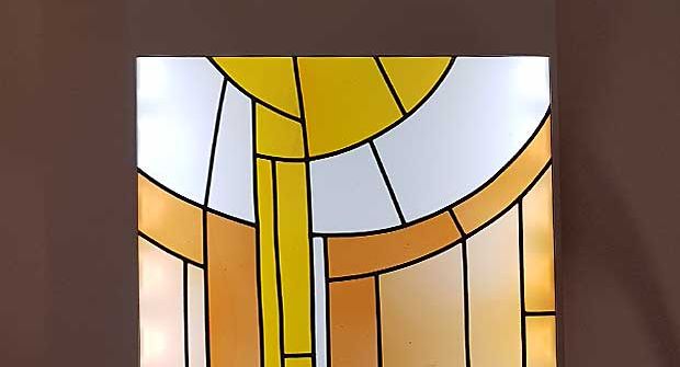 Kunstverglasung vor LED-Leuchtkasten, Altersheim St. Othmar