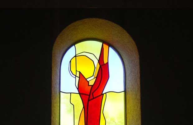Kunstverglasung Enrico Leone Donati Kirche St-Moritz