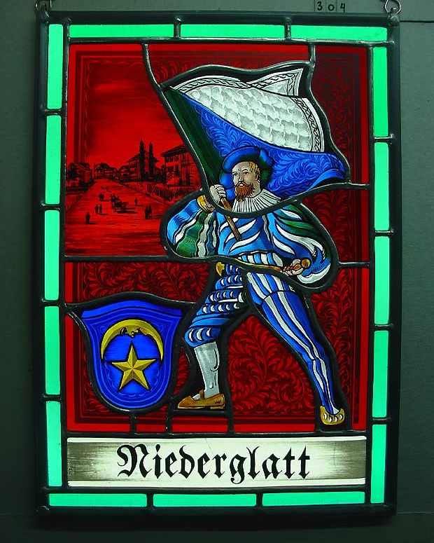 Wappenscheibe Bannerträger Niederglatt