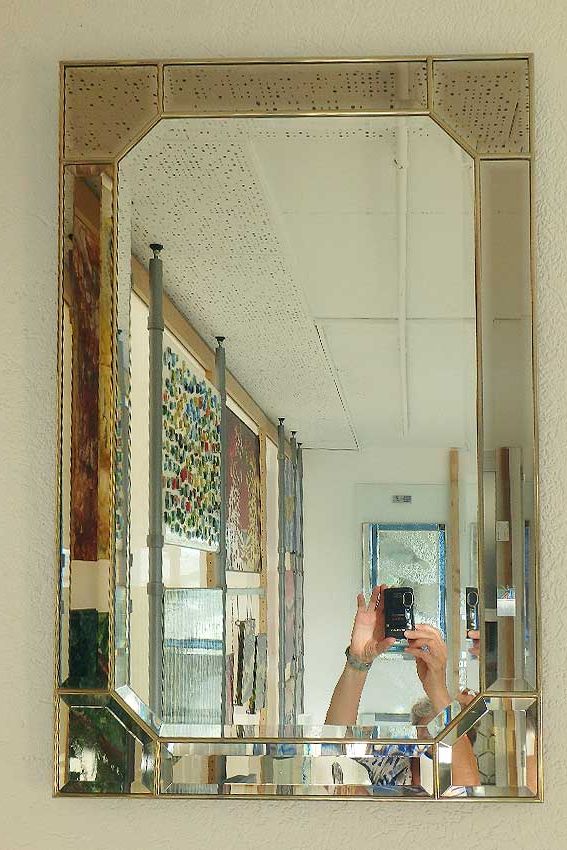 Messingspiegel mit Facettenglas bronce
