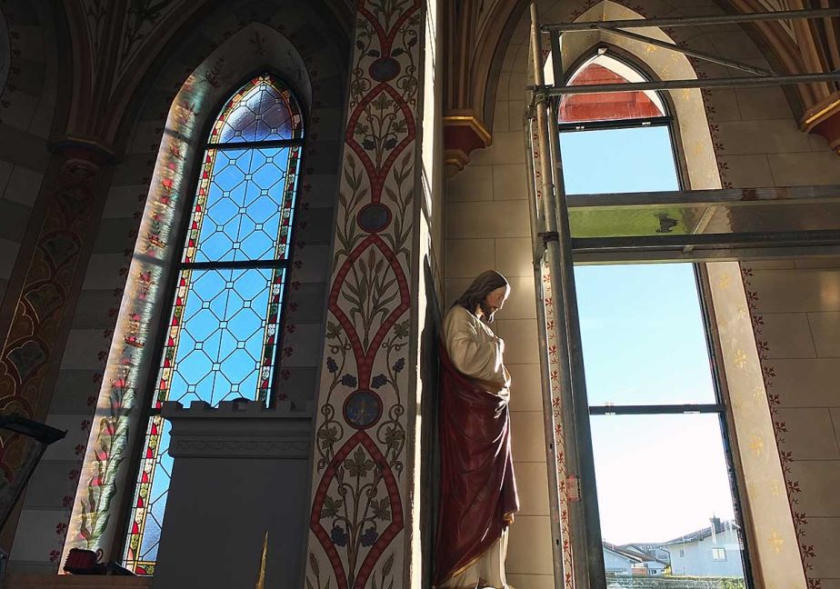 Renovation Kirchenfenster, Montage